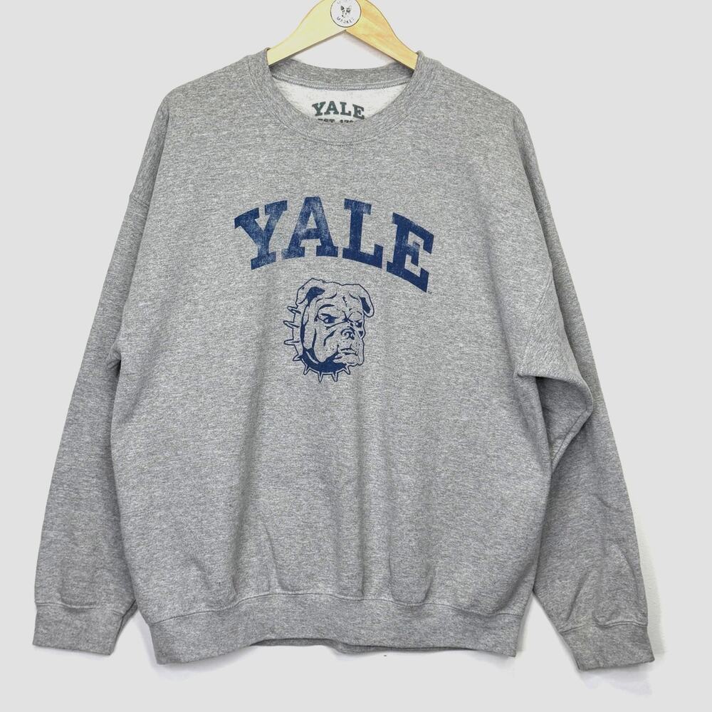 YALE University Bulldogs Crewneck Sweatshirt S/M Gray Handsome Dan Collegiate